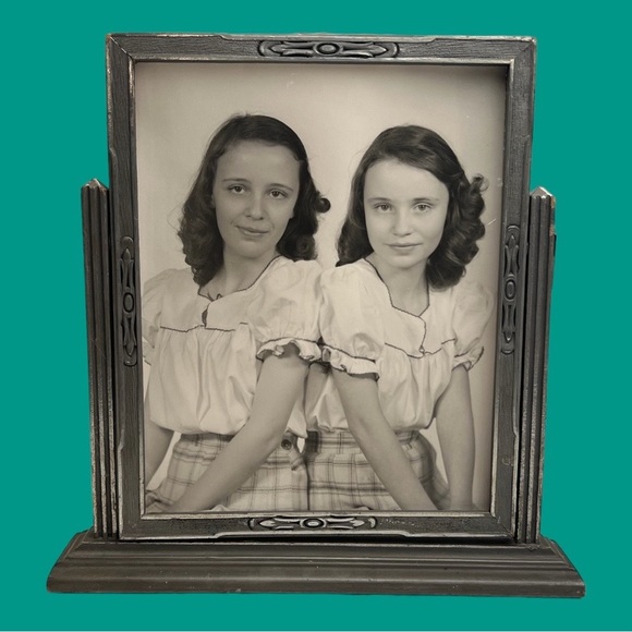 Other - Vintage Art Deco Wood Swing Tilt Picture Frame 1930s Silver Gray